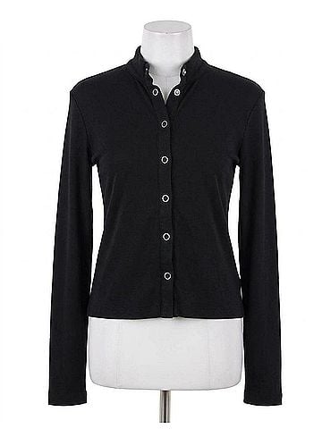Chaser Long Sleeve Snap Front Mock Neck Tee in Black (view 1)