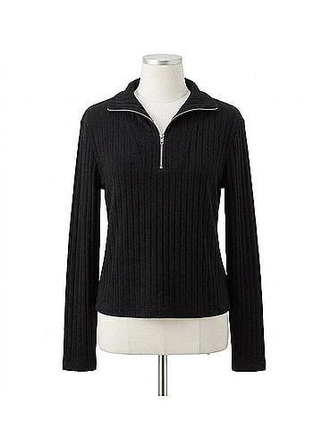 Chaser Zip Up Mock Neck Long Sleeve Pullover in True Black (view 1)