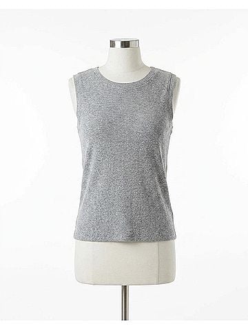 Chaser Triblend Rib Shirred Back V Muscle Tank in Streaky Grey (view 1)