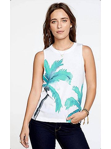 Chaser Las Palmas Muscle Tank in White (view 2)