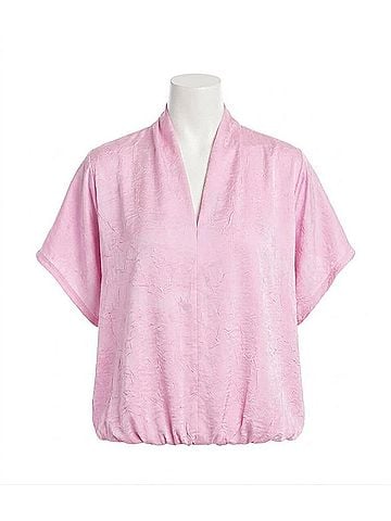 Karen Kane Short Sleeve V-Neck Top Petite in Pink (view 1)