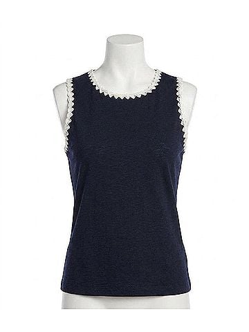 Karen Kane Edge Stitch Contrast Tank in Navy (view 1)
