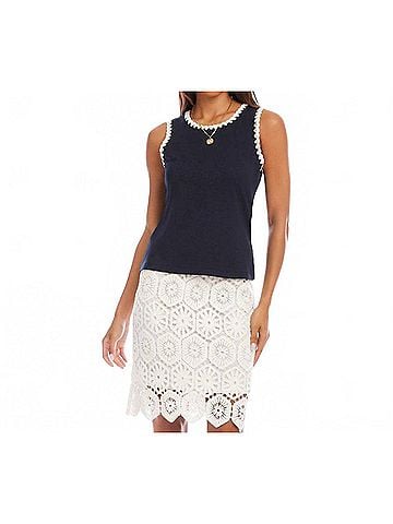 Karen Kane Edge Stitch Contrast Tank in Navy (view 2)