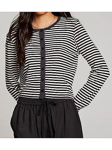 Chaser Brady Button Up Pullover in Punk Stripe (view 2)