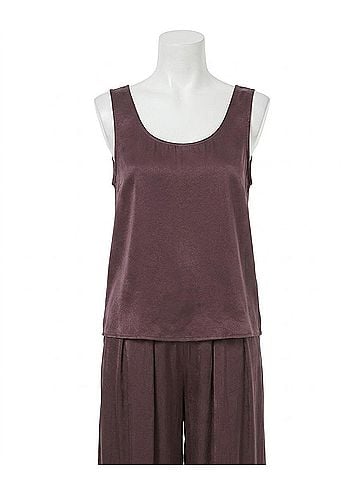 Young Fabulous & Broke Dana Heavy Satin Scoop Tank Top in Raisin (view 1)