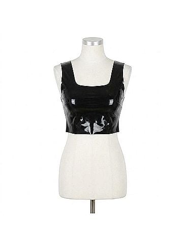 Commando Faux Patent Leather Crop Top in Black (view 1)
