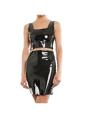 Commando Faux Patent Leather Crop Top in Black (view 2)