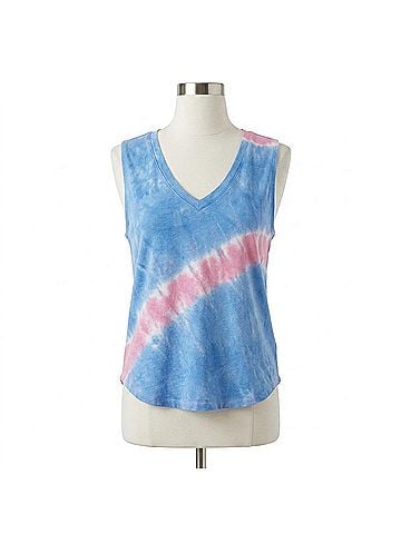 Chaser Vintage Rib Double V Hi Lo Tank in Eclipse Tie Dye (view 1)