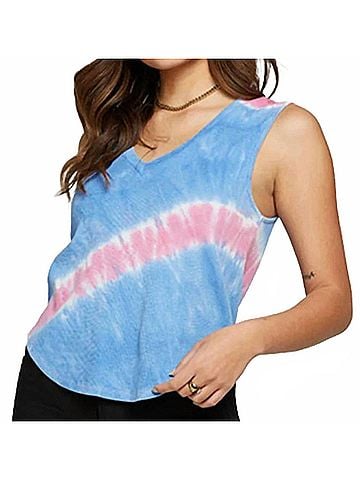 Chaser Vintage Rib Double V Hi Lo Tank in Eclipse Tie Dye (view 2)