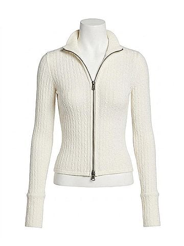 Free People Brunch Girl Zip Up Top in Clean Ivory (view 1)