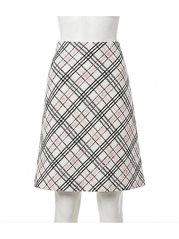 Karen Kane Pacey Bias Cut Skirt in Pink And Black Plaid (view 1)