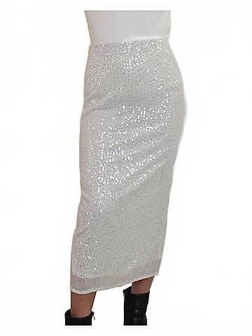 Blu Pepper Icy Sequin Midi Skirt in Silver (view 2)