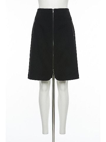 Joseph Ribkoff Front Zip Heavy Knit A-Line Skirt in Black (view 1)