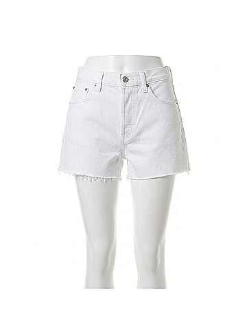 Rag & Bone Low-Rise Raw Shorty Denim Shorts in White (view 1)