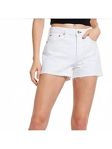 Rag & Bone Low-Rise Raw Shorty Denim Shorts in White (view 2)