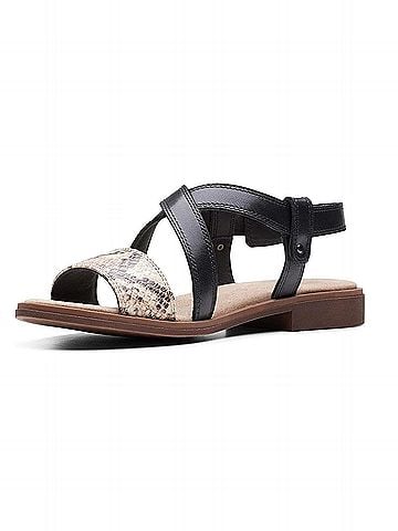 Clarks Women's Declan Spring Sandal in Black Leather/ Snake Combi (view 2)