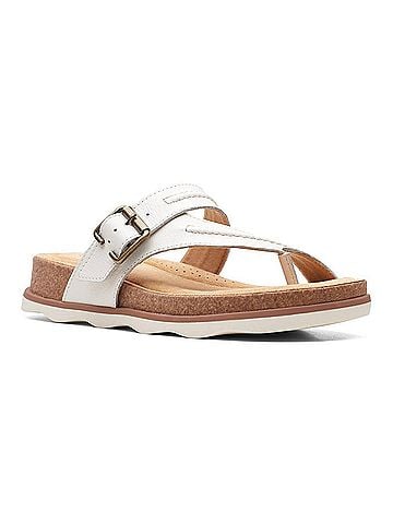 Clarks Women's Brynn Madi Flat Sandal in White Leather (view 1)