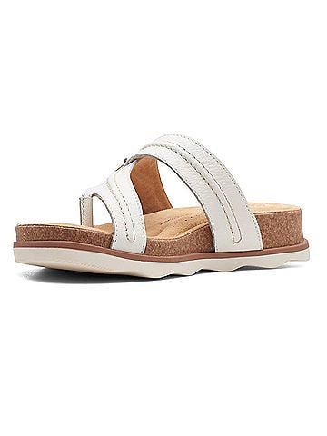 Clarks Women's Brynn Madi Flat Sandal in White Leather (view 2)