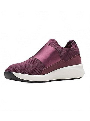 Clarks Women's Un Rio Knit Slip-On Sneaker in Merlot Combi (view 2)