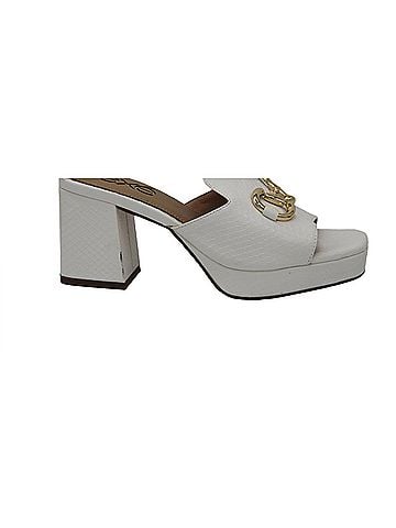 exe Women's Lina Chunk Heel Sandal in White Snake (view 1)