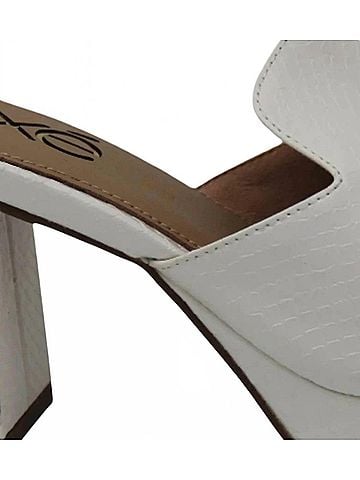exe Women's Lina Chunk Heel Sandal in White Snake (view 2)