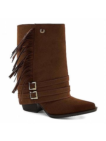 Andrea Women's Fringe Low Boot in Brown (view 1)