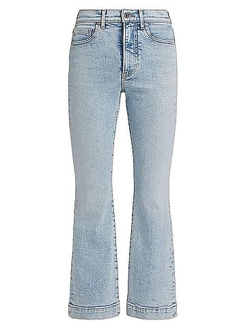 Veronica Beard Women's Carson High Rise Ankle Flare Jeans in Pale Stone (view 2)