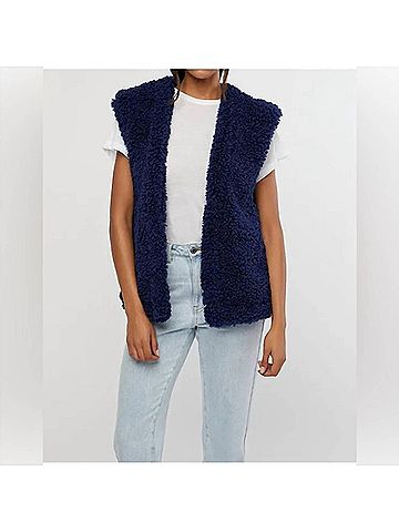 WeWoreWhat Sherpa Reversible Vest in Navy (view 2)