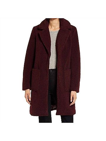 French Connection Women's Vegan Faux Fur Jacket in Wine (view 2)