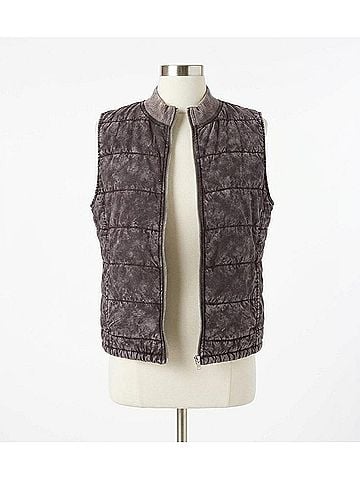 Chaser Quilted Mock Neck Puffer Vest in Black Cloud Wash (view 1)