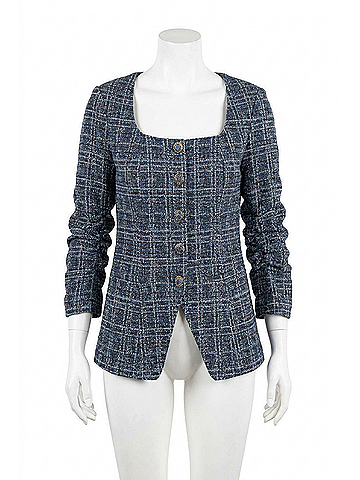 Skies Are Blue Tweed Button Jacket in Navy (view 1)