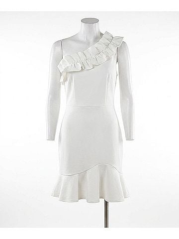 TCEC One Shoulder Mini Dress in White (view 1)