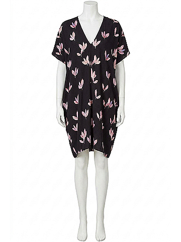 Hatch Slouch Maternity Mini Dress in Black Wild Tulip (view 1)