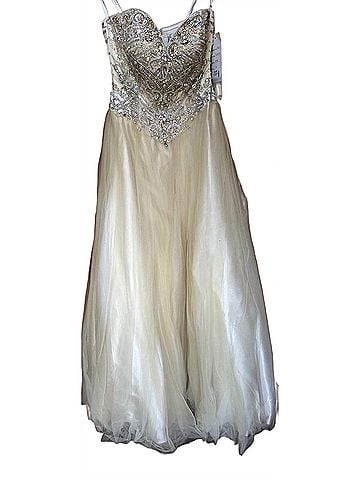 Tony Bowls Women's Strapless Illusion Gown in Nude (view 1)