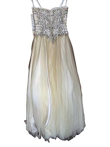 Tony Bowls Women's Strapless Illusion Gown in Nude (view 2)