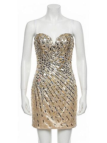 Tony Bowls Women's Sequin Short Dress in Gold (view 1)