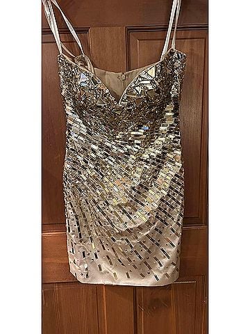 Tony Bowls Women's Sequin Short Dress in Gold (view 2)