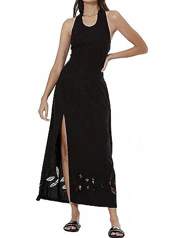 Young Fabulous & Broke Christina Halter Dress in Black Pigment (view 2)