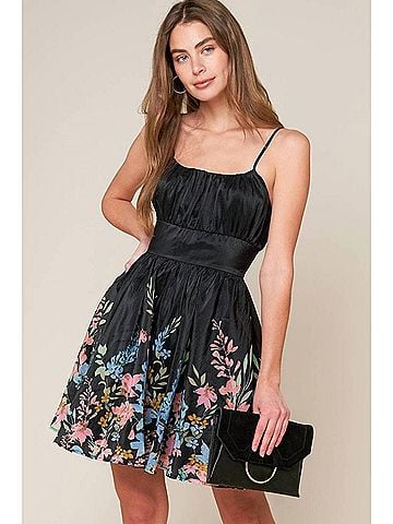 Flying Tomato Midnight Wildflower Dress in Black (view 2)