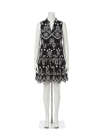 Karen Kane Sleeveless Eyelet Dress - Petite Petite in Black With Off White (view 1)