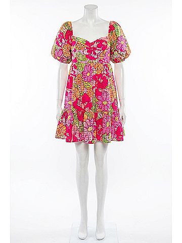 Flying Tomato Gingham Floral Skater Dress in Pink Red (view 1)