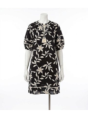 Karen Kane Puff Sleeve Tassel Dress - Petite Petite in Black (view 1)