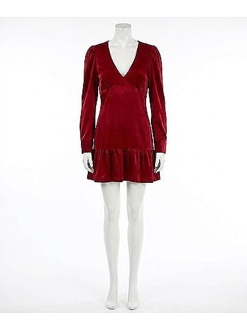 TCEC Long Sleeve Mini Dress in Wine (view 1)
