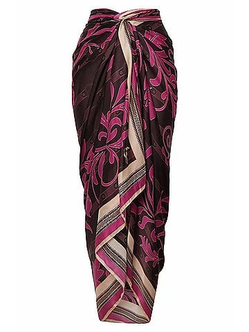 Juan de Dios Cotton Silk Sarong in Fuchsia Flowers (view 1)