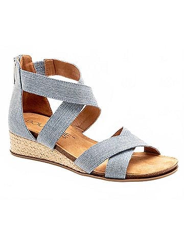 Corkys Women's Double Dutch Wedge Sandal in Denim (view 1)