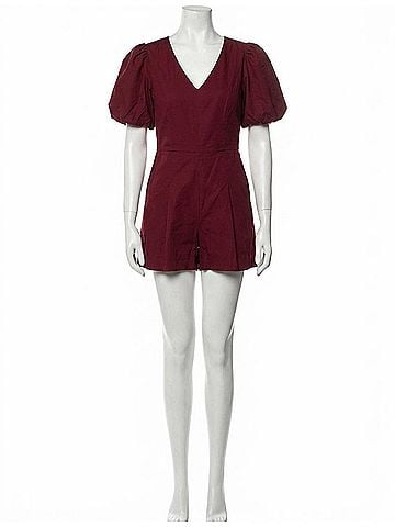 TCEC Grace V-Neckline Romper in Maroon (view 1)