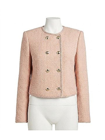 Joseph Ribkoff Long Sleeves Boucl?© Collarless Jacket in Rose (view 1)