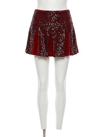 TCEC Morgan Sequin Mini Skirt in Maroon (view 1)
