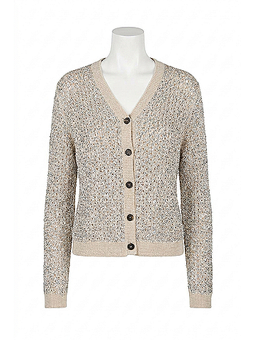 Lafayette 148 New York Button Front Foil Cardigan in Smoked Taupe Multi (view 1)