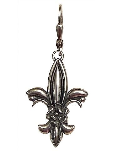 Madison Women's Magnolia Fleur De Lis Earrings in Silver (view 1)